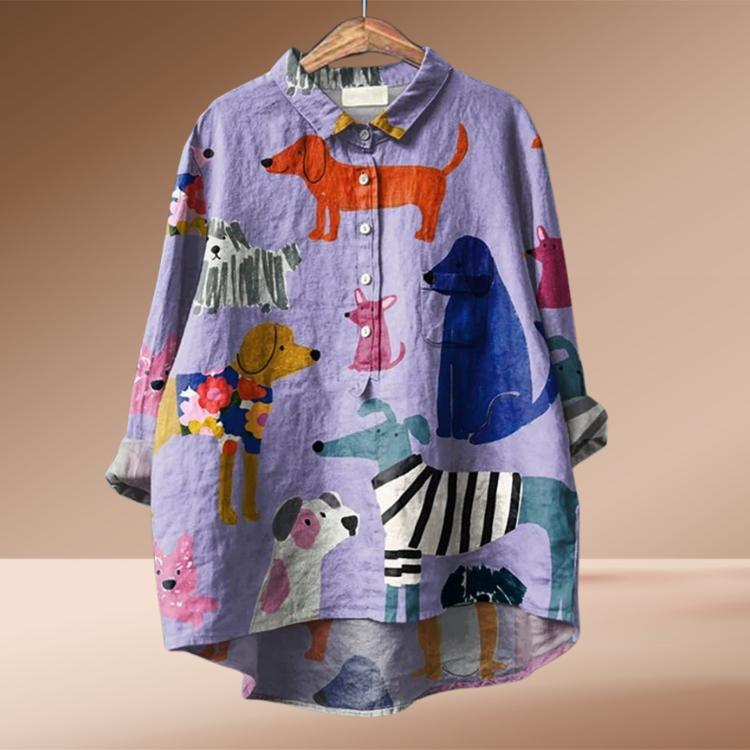Luna | Artistic Dog Print Blouse
