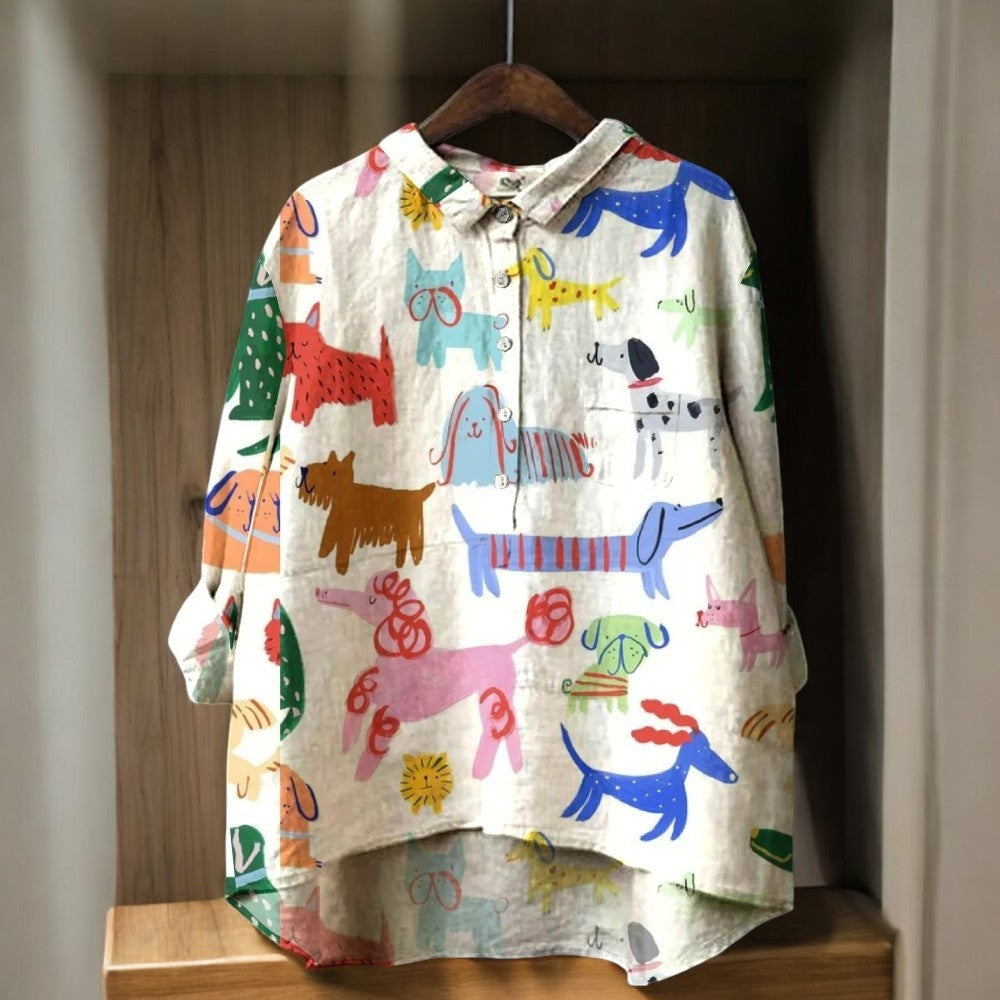 Luna | Artistic Dog Print Blouse