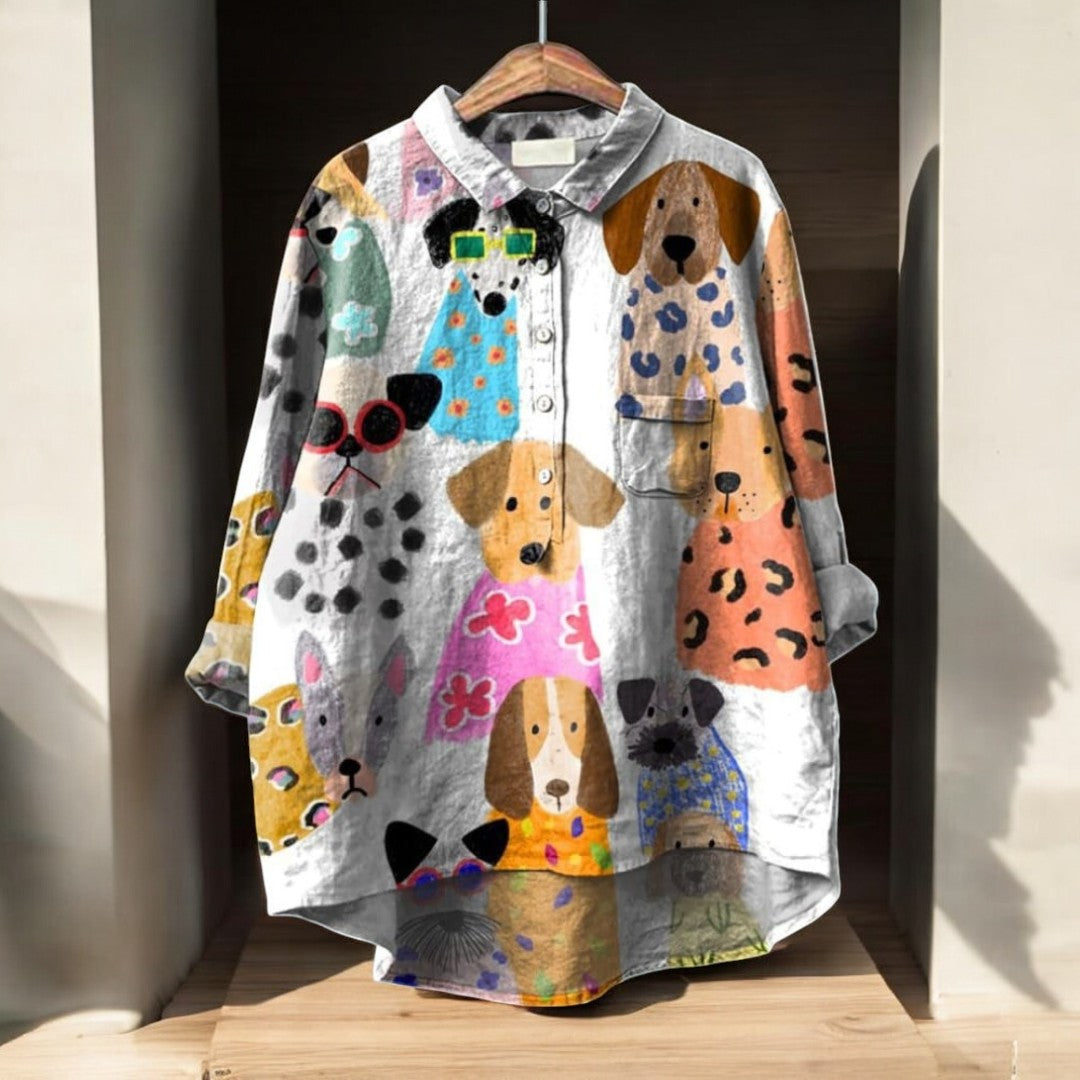 Luna | Artistic Dog Print Blouse