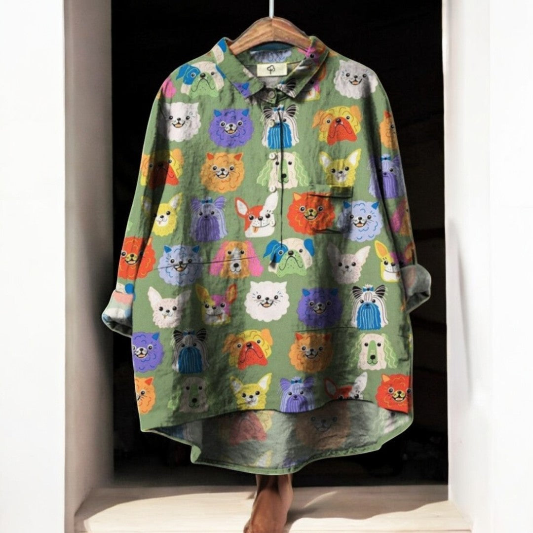 Luna | Artistic Dog Print Blouse